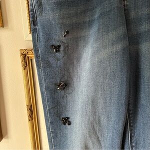 Vera Wang Beaded Floral Skinny Jeans